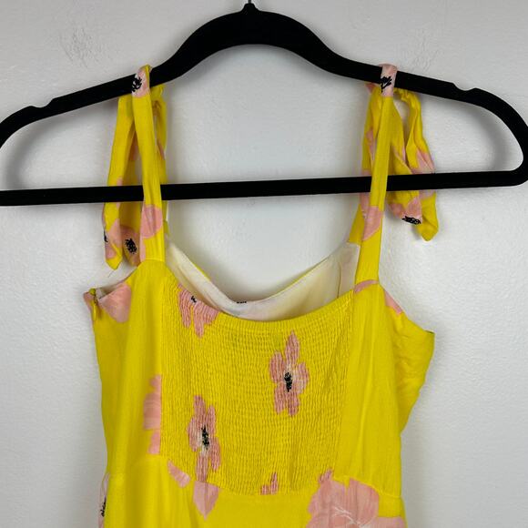 Zara Womens Skater Babydoll Sleeveless Yellow/Pink Floral Mini Dress Medium - Picture 5 of 11